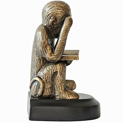 Buchstütze Messing AFFE Dekofigur 21 cm Metall Bücherregal-Stütze