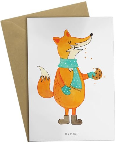 Mr. & Mrs. Panda Grußkarte Fuchs Keks - Geschenk, Ansichtskarten, Weihnachtskekse, Plätzchen, Küche Deko, Geburtstagskarte, frieren, Liebe,