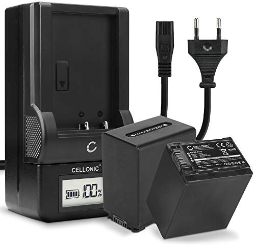 CELLONIC, Batteria per Fotocamera, Compatibile con Sony AX53 4K HANDYCAM FDR-AX53, NP-FV70, NP-FV50 (7.4V, 2200mAh) 2 Pezzi + Caricabatterie