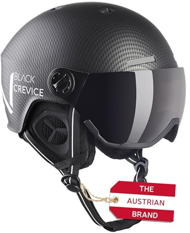 Black Crevice Skihelm KAPRUN mit Visier, schwarz Carbon matt/weiß, S/M (54-57)…