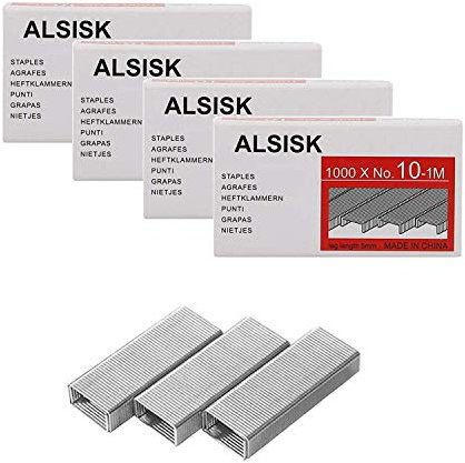 Alsisk Packung mit 4000 Stück Nr. 10 Mini-Heftklammern (kleiner als Standard-Heftklammern). Silber