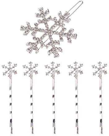 FRCOLOR 6 Stück Schneeflocke Haarspangen Weihnachten, Kristall Strass Haarschmuck, Ideal Für Festliche Frisuren Und Dekoration