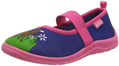 Playshoes Jungen Mädchen REH Niedrige Hausschuhe, Marine/rosa, 24/25 EU