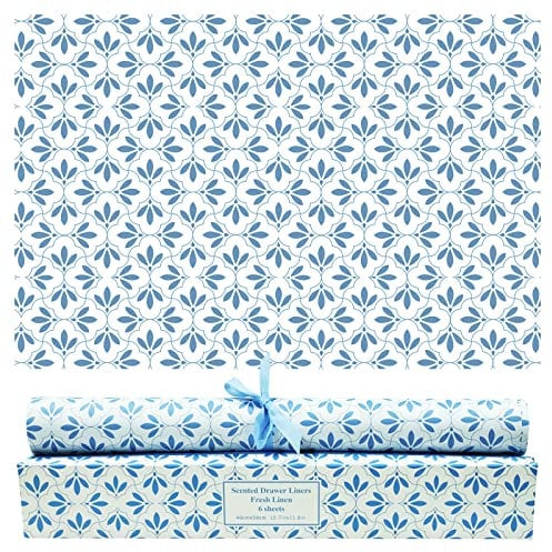 LA BELLEFÉE Duftendes Schrankpapier Schubladeneinlagen Perfekt für Kommode, Kleiderschrank, Schubladen, Regalen, 6 Blatt (Frisches Leinen)