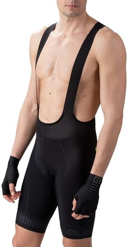 ALE' Pr.r Strada Pantaloncini con Bretelle, Nero/Grigio Antracite, XXL Uomo