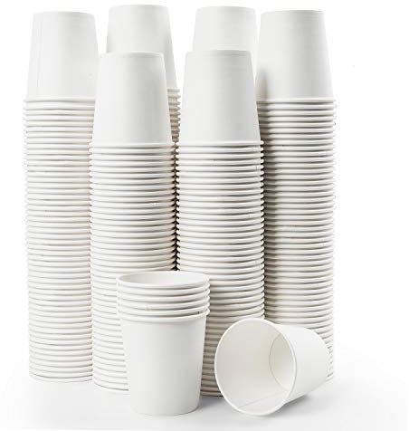 Vumdua 300 vasos de papel desechables de 6 oz, taza de bebidas calientes/frías, para café, agua, té, zumo, espresso y cortado (blanco)