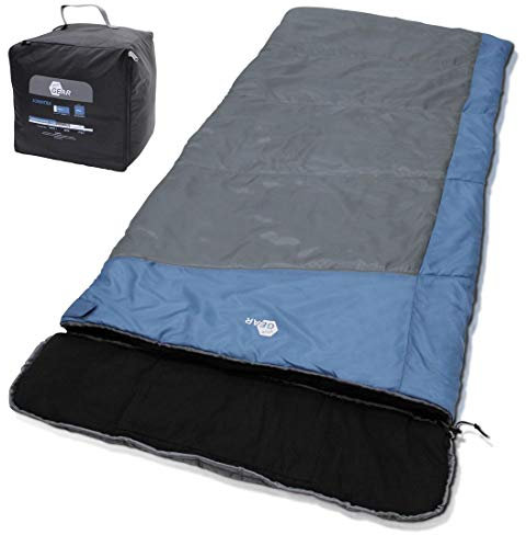 your GEAR XXL Schlafsack Sumatra -7°C Warmer Deckenschlafsack 230x100 cm 3-4 Jahreszeiten Futter aus 100% Baumwolle Blau Grau