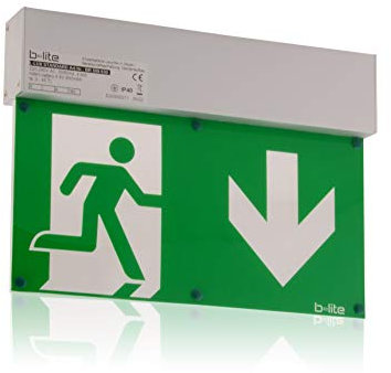 intratec 100% Shopping Notleuchte Rettungszeichenleuchte Brandschutz-Zeichen Notausgang, LED, IP 40 mit Akku, Aluminium für Deckenaufbau geeignet, Notlicht 3h, inkl. Piktogrammset