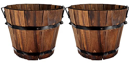 2st Blumentopf Holzkübel Eimer Für Whiskyfässer Hölzerne Blumenkästen Whisky-eimer Rustikale Blumentöpfe Aus Holz Pflanzgefäße Holz Vase Pflanze Karbonisiertes Holz Whiskey