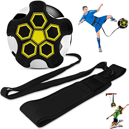 Taeku Fußball Kick Trainer, Solo Kinder Fussball Trainingszubehör Freihändiger Fußballtraining mit Verstellbarem Taillengürtel für Kinder Erwachsene (5 Bänder)