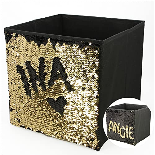 Aufbewahrungsbox mit Pailletten, Farbe schwarz/schwarz, 31 x 31 cm