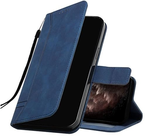 IMEIKONST Kompatibel mit LG K42 Hülle Leder, Magnetic Brieftasche mit 3 Kartenfächer Standfunktion Retro Tasche Stoßfeste Schutzhülle Handyhülle für LG K42 Blue HXA