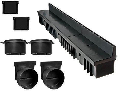 Schlitzrinne Set | 11 m | Typ 70 (Höhe 158 mm) | schwarz (Entwässerungsrinnen)