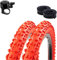 2 x Roverstone 26 Fahrradreifen Fahrradmantel rot 57-559 (26x2,125) + 2 Schläuche AV inkl. Fahrradklingel