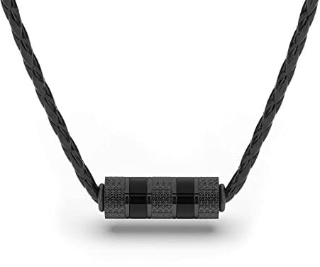 SERASAR Lederkette Herren Leder-Kette mit Edelstahl Anhänger - 50cm schwarz Lederkordelkette Schmuck-Schatulle Echtleder Geschenk für Schmuckband Gothic Emo Teufel Satan