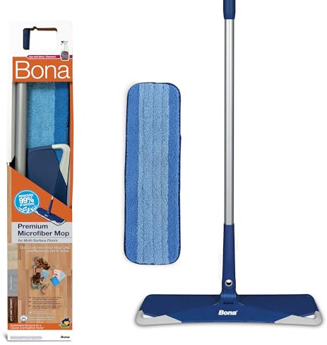 Bona Premium Microfibre Floor Mop Kit - Extra Large Adjustable Flat Mop - Incl. 1 Cleaning Pad