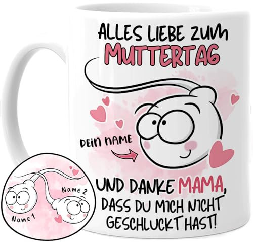 Cupdarling® Mug Maman avec 1-3 Enfants Personnalisé - Merci Maman, De Ne Pas M'Avoir Avalé Tasse - Cadeau Humour - Fete Des Meres - 330 mL Céramique