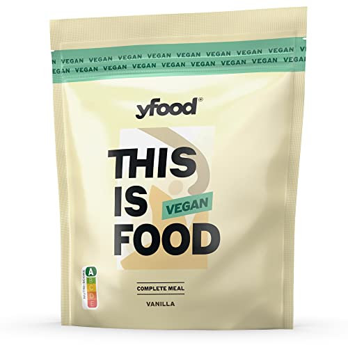 yfood Pulver Vegan, Leckere Trinkmahlzeit für unterwegs, THIS IS FOOD Pulver, 26g Protein, 17 Mahlzeiten, 26 Vitamine und Mineralstoffe, 1,5kg Beutel (Vegan, Vanilla)