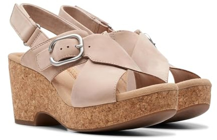 Clarks Collection Women's Giselle Dove Wedge Sandal, Sand Nubuck, 10 Medium US