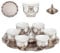 6 PC Turkish Tea Set -Espresso Coffee Set, 6 Porcelain Tea Cups, 6 Saucers, Sugar Bowl, Tray -Artisan Turkish Coffee Glasses, Wedding Gift, Celebrations (6 Silver Porcelain)
