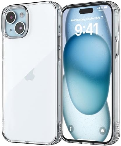Jupitrix for iPhone 15 Case 6.1 inch, Clear Phone Case Non-Yellowing Phone Military Grade Protection Shockproof Anti-Scratch TPU Bumper Hard PMMA Back Transparent Protective Cover