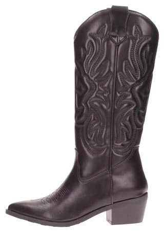 Francesco Milano D20-04A nero stivale pelle tipo texano con ricamo