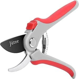 Gartenschere Teflon Baumschere, Jütze® 52mm Klinge aus Hochwertige SK5 Stahl, Bypass-Schneide, Komfortabler Griff, präzises Schnittergebnis, SingleStep, anfängerfreundlich, Länge: 205 mm