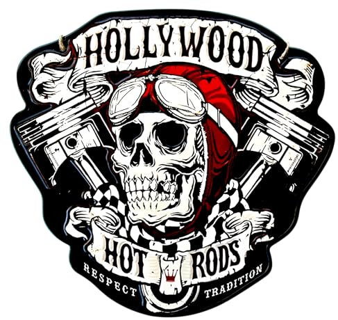 DiiliHiiri Cartel Calavera – Placa de Metal de Motorero Garage Vintage (40x38cm) - Letrero Metálico Retro Estilo Antiguo - Decoración para Bares - Chapas Vintage Hot Rod - Taller Mecanico (9555)