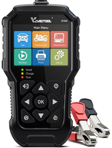 VDIAGTOOL BT300 Batterietester Kfz 6V-12V, 5-3000 CCA Batterie Tester Auto, Anlasser Lichtmaschine Batterie Messgerät, Batteriewächter Charging Kurbelsystem für Auto LKW Motorrad SUV ATV Boot