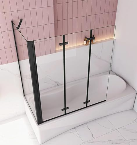 Aica Sanitär Badewannenaufsatz Duschabtrennung Duschwand Dusche für Badewanne,3-tlg,Faltwand,130x80cm