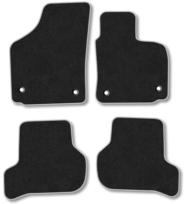 Seat Leon (2005-2009) Car Mats Accessories Tailored Fit Carpet Floor Mats Non Slip Grey Trim Accessory Compatible Front Rear Set Anti Slip Full Coverage Granulated Backing Hand-Finished Clips