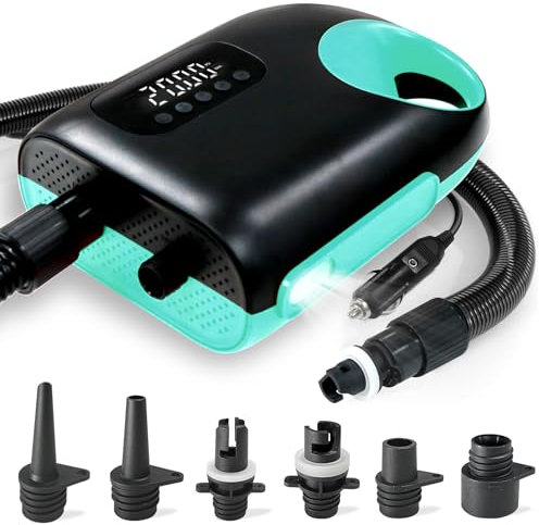 Karltion 20PSI Paddle Board Pump-Portable Electric SUP Air Pump, Dual Stage Inflation & Deflation SUP PUMP, 110W Paddleboard Pump with Auto-Off Function & 12V DC Car Connector for Paddle Board, Kayaks