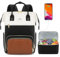 ETRONIK Lunch Backpack, 17.3 Inch Laptop Backpack with USB Port, Stylish Nurse, Teacher Work Bag with Insulated Cooler Lunch Box for Women Men/Travel, Black-Beige-Brown