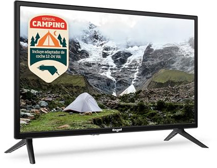 Engel LE2462CA - Televisor LED de 24'' HD Ready para Camping y Caravanas - 3 HDMI, 2 USB, Adaptador de Coche, Audio Dolby, Compacto y Ligero - Sintonizador DVB-T2/S2/C - Modo Hotel - PVR y Time-Shift