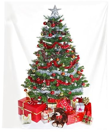 OUNONA Christbaum Wandteppich Weihnachts Wandteppich 59x79 Zoll Polyester Festliche Weihnachtsdeko WandaufhäNgung Weihnachtsbaum GroßEr Wandbehang FüR Wohnzimmer Kamin Und Party Dekoration