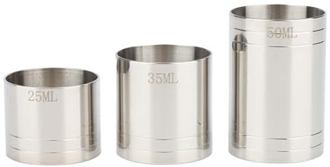 3Pcs Stainless Steel Wine Measure - 25ml, 35ml & 50ml Shot Measures for Spirits, Pub, Clubs & Home (Silver)