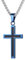U7 Halskette Jungs Kette Gravur Kreuz Kette Edelstahl Herren Halskette mit Kreuz Anhänger Blau Kruzifix Kette Latin Kreuzkette mit Schwarz Emaille Kettenanhänger Personalisiert Modeschmuck für Vater