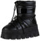 VAN HILL Damen Winter Boots Keilabsatz Lack Bequem Schuhe 216255 Schwarz Lack 38