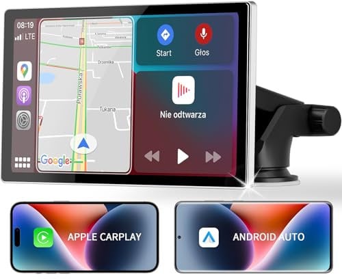 【2024 Verbessert】 Goaanz 9-Zoll Wireless Carplay Display für Android Auto Apple Carplay Display, Bildschirm für Auto Tragbares Smart Display mit Airplay/Siri/Goog-le Assistant/FM/AUX