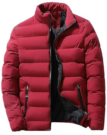 ZDJSWJ Veste légère en duvet pour homme Veste imperméable hiver Pochette zippée en duvet coupe-vent (Rouge,TG)