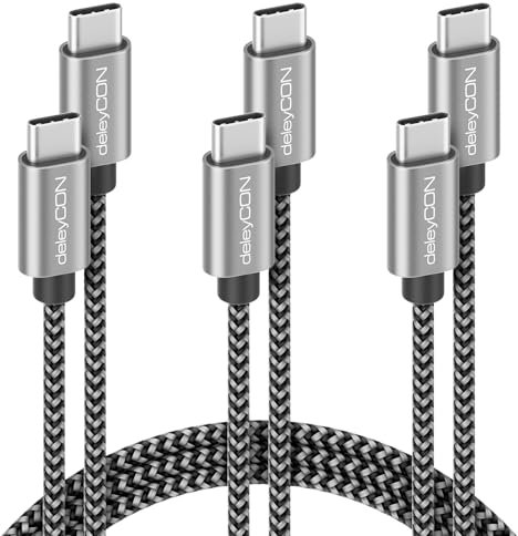 deleyCON Cavo USB C SET 0,5m+1m+2m (60W Ricarica Veloce) Cavo di Ricarica Cavo Dati per Apple iPhone 16 15 Pro Max Samsung Galaxy S25 S24 S23 S22 iPad Airpods Watch MacBook iMac Tablet Switch PS5