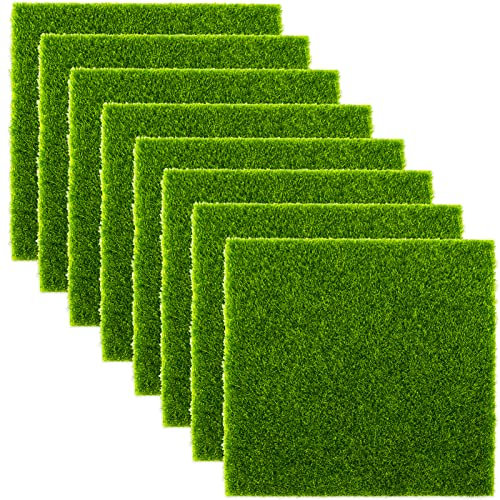 AMANDELIZABE 9 pezzi di muschio artificiale, decorazione prato, erba in miniatura, muschio, erba, 15 x 15 cm, decorazione per giardino, muschio, decorazioni fai da te, micro paesaggio, miniatura,