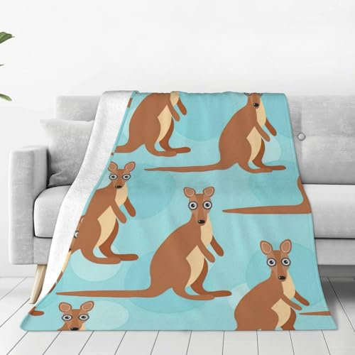 GFXEDSAH Funny For Kangaroo Zoo Print Portable Ultra-Soft Flannel Blanket Versatile Bedding Sofa And Travel Air Conditioning Blanket