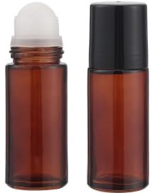 GORGECRAFT Flacon Roll on Vide de 50ml 2 Flacon à Bille en Verre,Bouteilles en Verre sans fuite,Flacon Roll On rechargeable pour Huiles Essentielles Contenant Vide pour Voyage Parfum Cosmétique