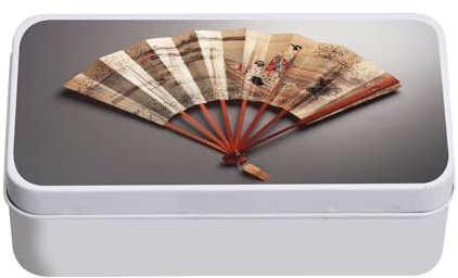 Fabulous Metal Fan Box 1880 Japanese Art – 11 x 18.5 x 5.5 cm – Storage Box, Key, Tools, Lunch Box, Sugar, Biscuit