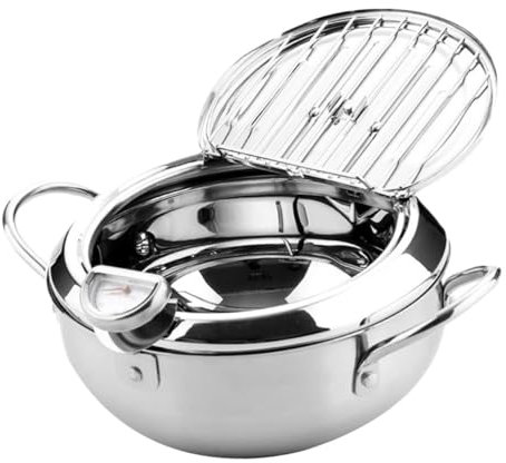 COLLBATH 1stück Induktionskochplatte Mit Deckel Temperaturkontrollierbarer Fritteuse Aus Für Gas Und Elektroherde Mit Thermometer Für Präzises Frittieren