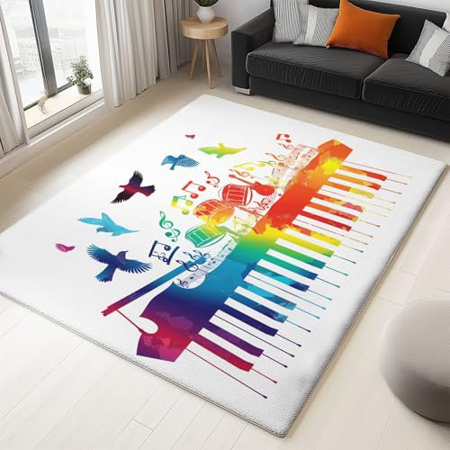 The Carpet Rot blau Design ideal Bunte Fliegende klaviertasten Bedruckter Teppich für Wohnzimmer Esszimmer und Außenbereich In- und Outdoor Teppich 160 x 230 cm
