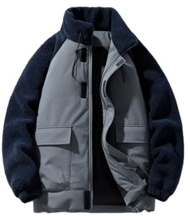 PANVER Jacke Herren Verdicken Mode Casual Baumwolle Jacke Herren Klassisch Temperament Trend Outdoorjacke Herren Leichte Komfortabel Warm Kältejacke Herren D-Navy XXL
