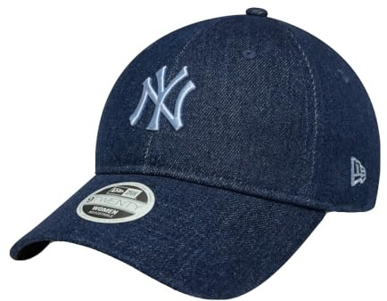 New Era 9Twenty WMNS Denim Yankees Cap Basecap Baseballcap MLB Curved Brim Damencap Denimcap Damen/Strapback - Metallschnalle, mit Schirm,