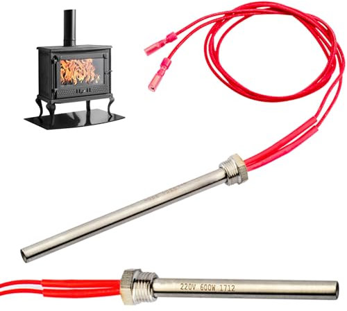 Beatific 2 Stück 220V 350W Pellets Hot Rod Zündkerze, 140x10mm Zuendkerze für Pelletofen, Edelstahl Kamin Zündstab, Holzpellets Ofen Zuendstab, Pellet Heizung Zünder, Heizrohr Kamin Grill Herd Teil